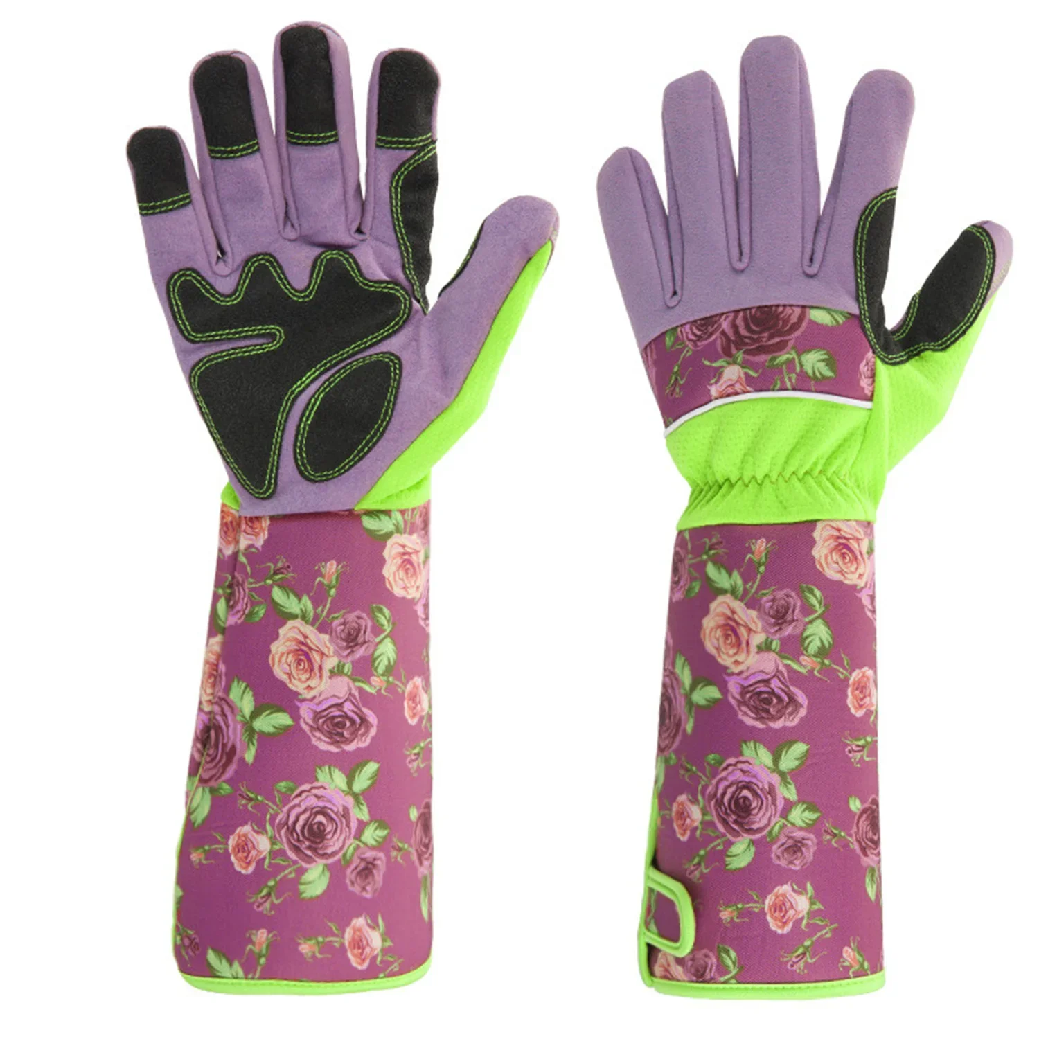 Thornproof Long Cuffs Gardening Gloves with Printed Floral Design for Better Protection of Forearm From Rose Thorn