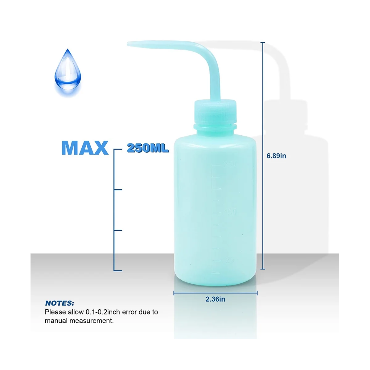 10 PCS 250Ml Wash Bottle Blue Narrow Mouth Squeeze Bottle Lab Plastic No Spill Bend Mouth Watering Cans