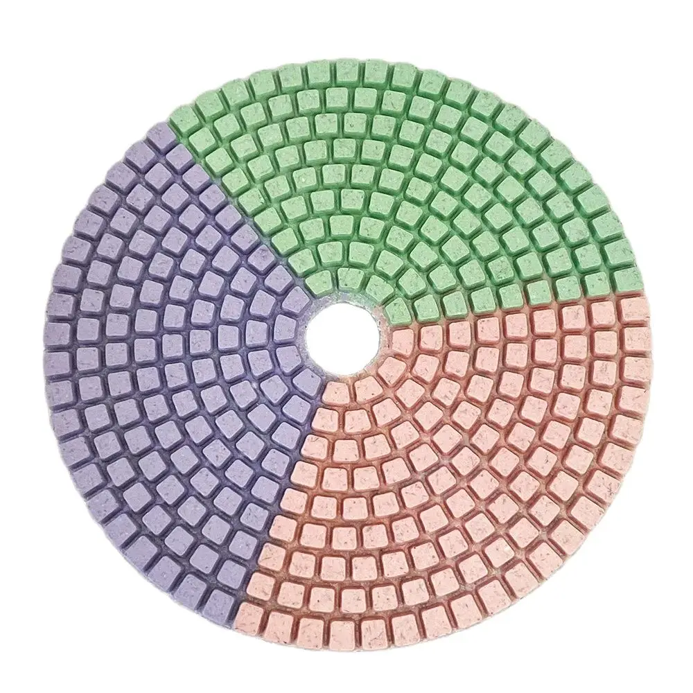 3-Color 4 Inch 100mm Diamond Wet Polishing Pads For Stone Marble Granite Quartz Grinding Diamond Tool