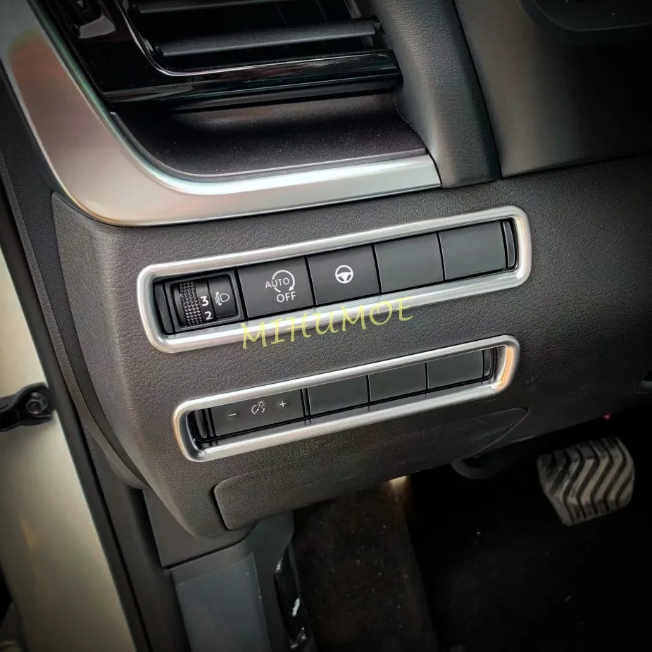 Matte Chrome Interior Dashboard Switch Trims Cover Decoration Stickers For Nissan Rogue X-Trail Qashqai 2022 2023 2024 2025 2026