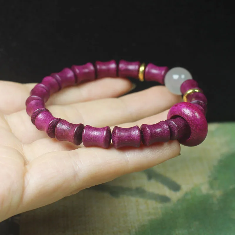 Natural Green Sandalwood Gold Wood Violet Bamboo Bracelet Luminous Beads Running Ring WenPlay Rosary Beaded Buddha Beads Jewelry