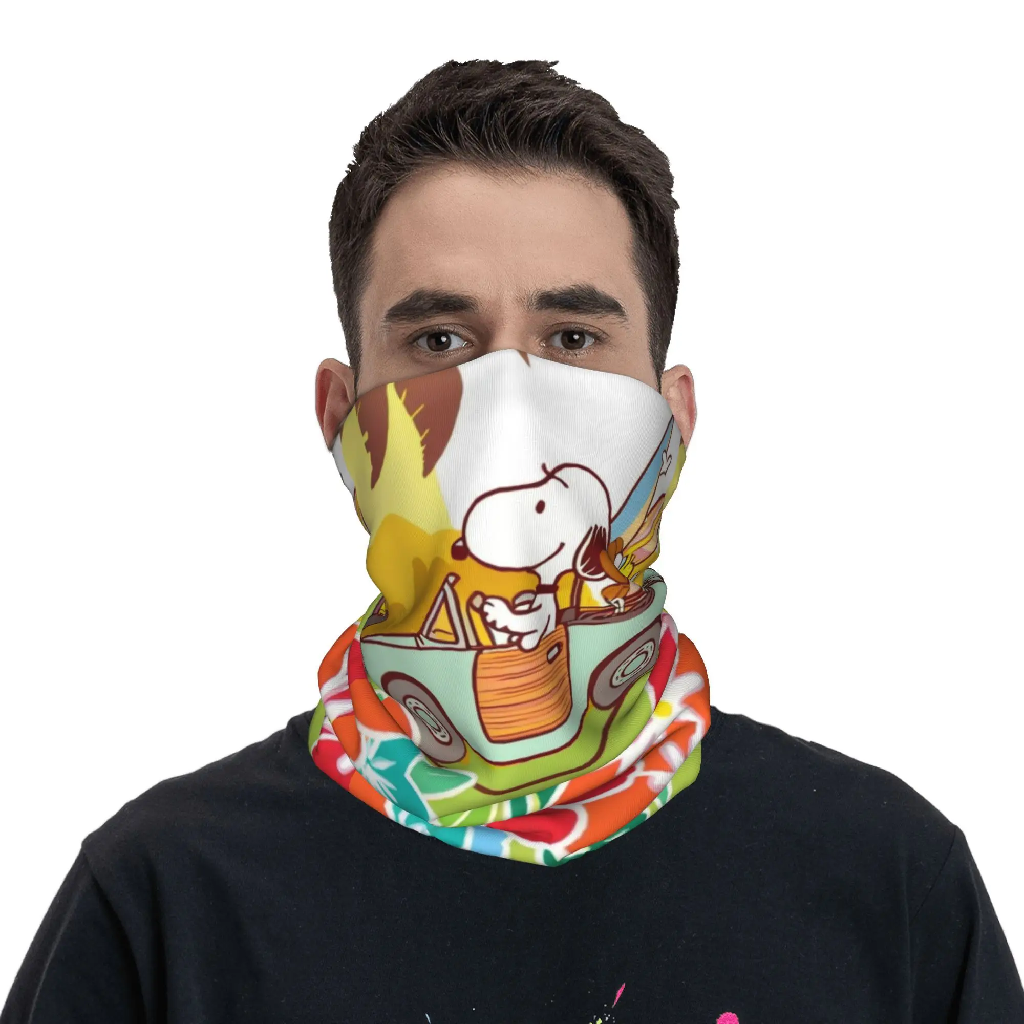 Peanuts S-Snoopys Bandana Neck Gaiter UV Protection Face Scarf Cover Simple Cartoon Fashion Printed Headband Tube Balaclava