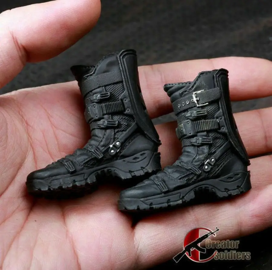 

1/6 Scale Male Solid Boots Falcon Combat Shoes Black For 12" Action Figure Doll