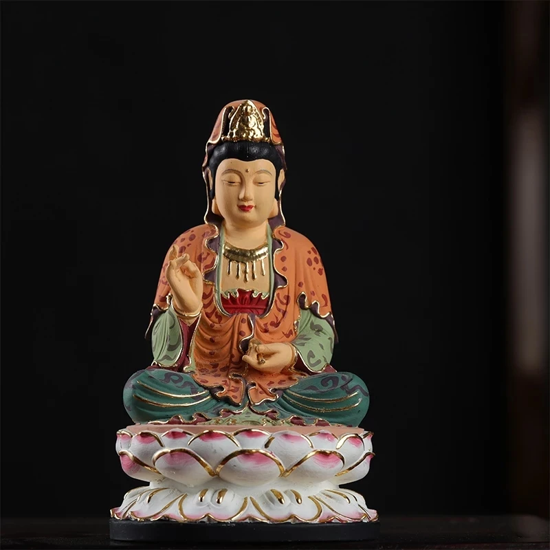 

Boxwood 13cm Buddha Figure Statue Guanyin Wood Statue Collection Office Decoration Home Décor Wood Sculpture