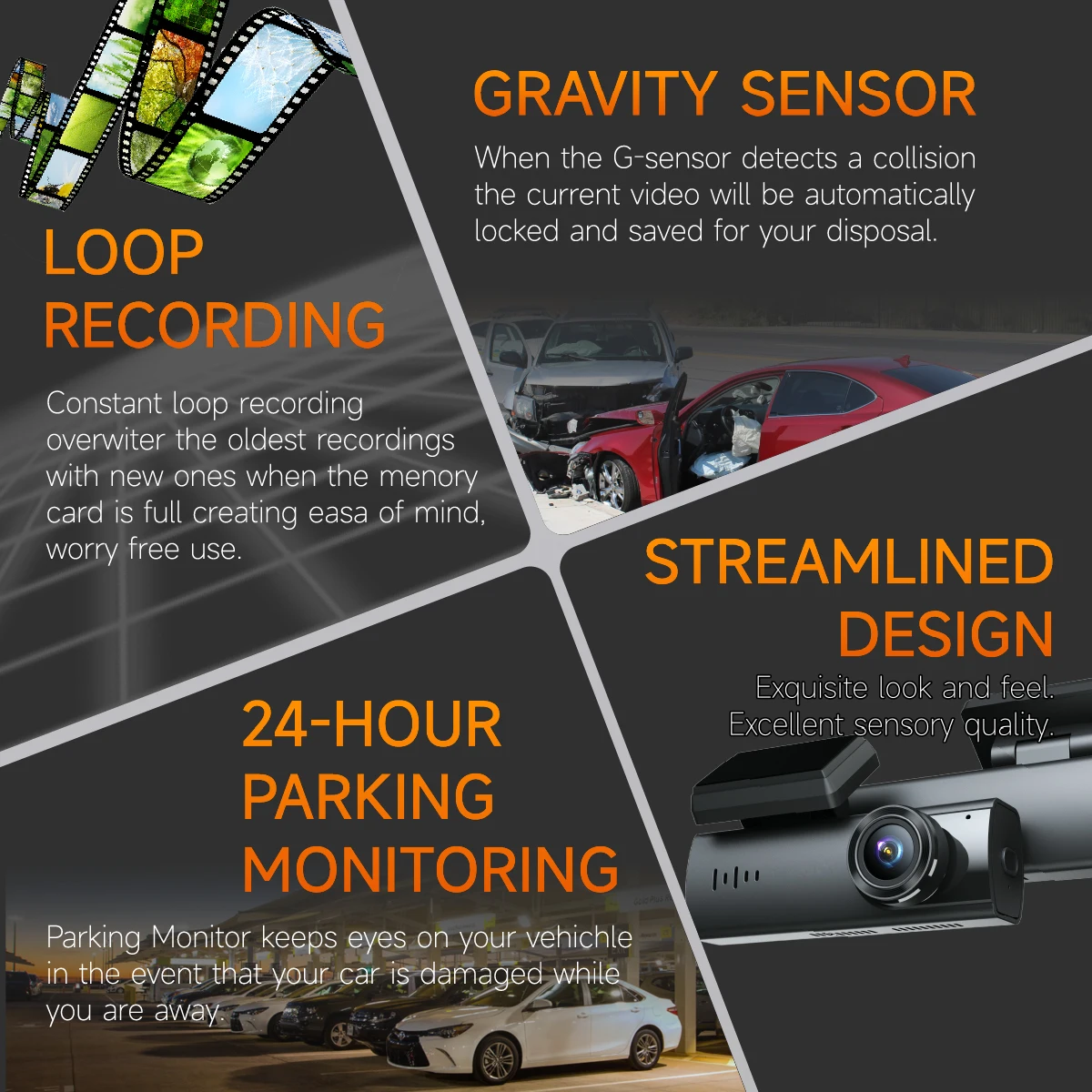 PULSECAM 2K/4K جهاز تسجيل فيديو رقمي للسيارات GPS مسجل سيارة 1440P مسجل فيديو واي فاي/التحكم في التطبيقات اختياري كاميرا خلفية للرؤية الليلية شاشة ركن السيارة