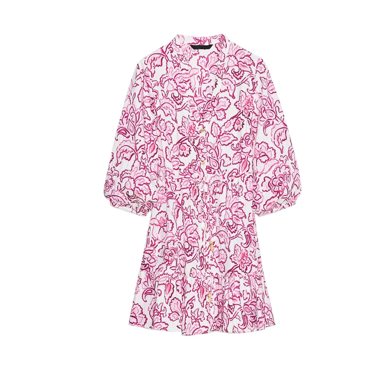 Verão novo feminino floral impressão v-ne dr bainha decorativa camadas casual sle fibra de poliéster ort sve saia linha a