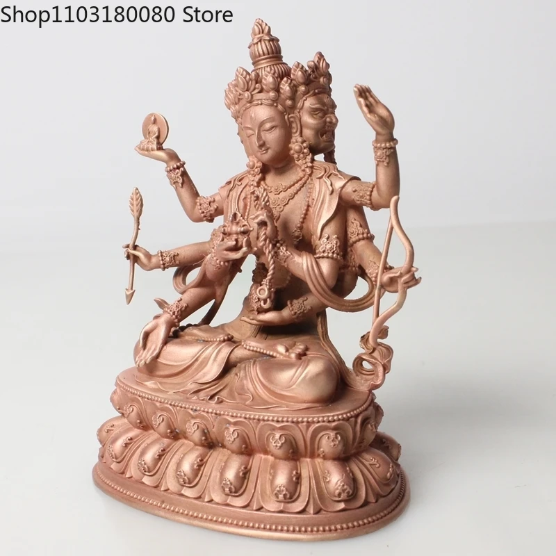 Exquisite Red copper carve ushnisha vijaya Buddha statue Tibet Namgyalma sculpture,10cm