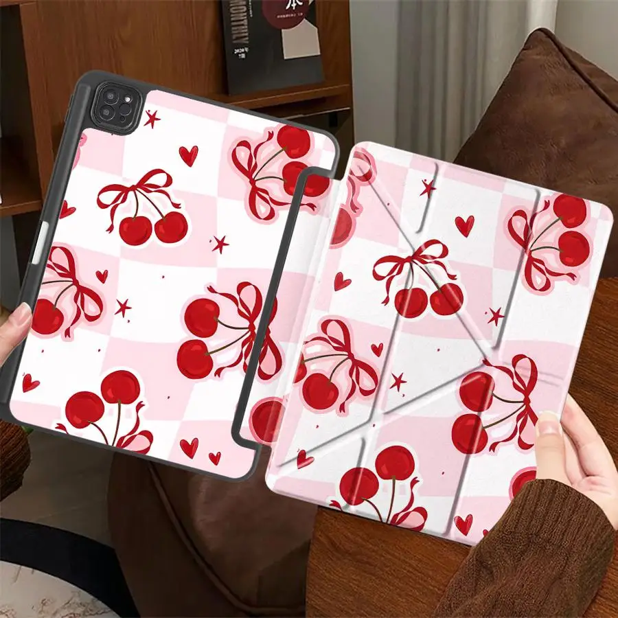 Red Lovely Cherry Tablet Case For iPad Pro 2025 Air 4 5 M3 M2 M4 11inch Pro 11th 10th 9th 8th 7th 12.9inch Mini 6 7 Holder Cover