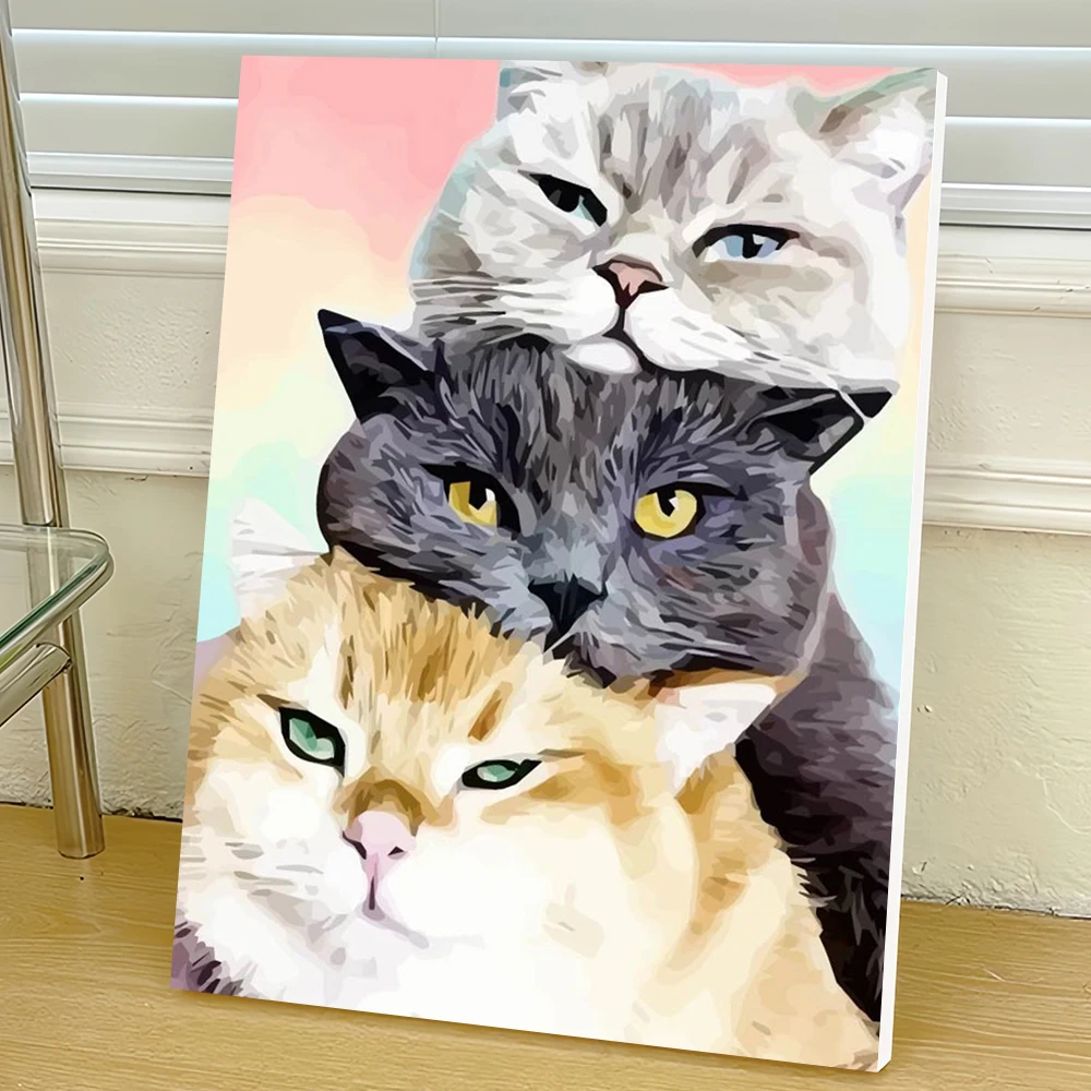 النفط الطلاء بواسطة أرقام القط الرقمية النفط اللوحة الحيوان هريرة الاكريليك الطلاء على قماش رسمت باليد DIY هدية ديكور المنزل