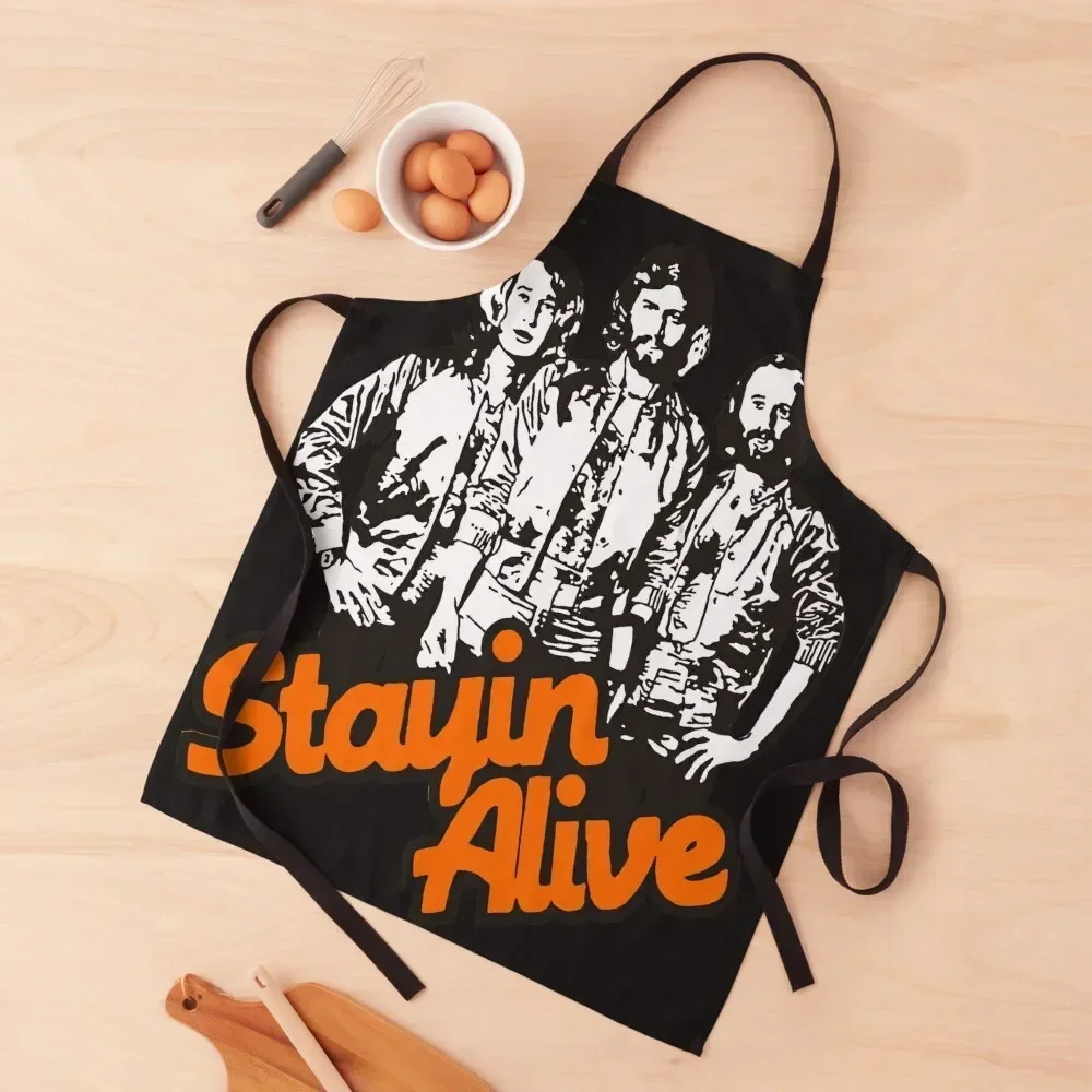 

This awesome Bee Gees Stay in Alive Apron kitchen clothes Chef Uniform For Men Barber men's barbecue Apron