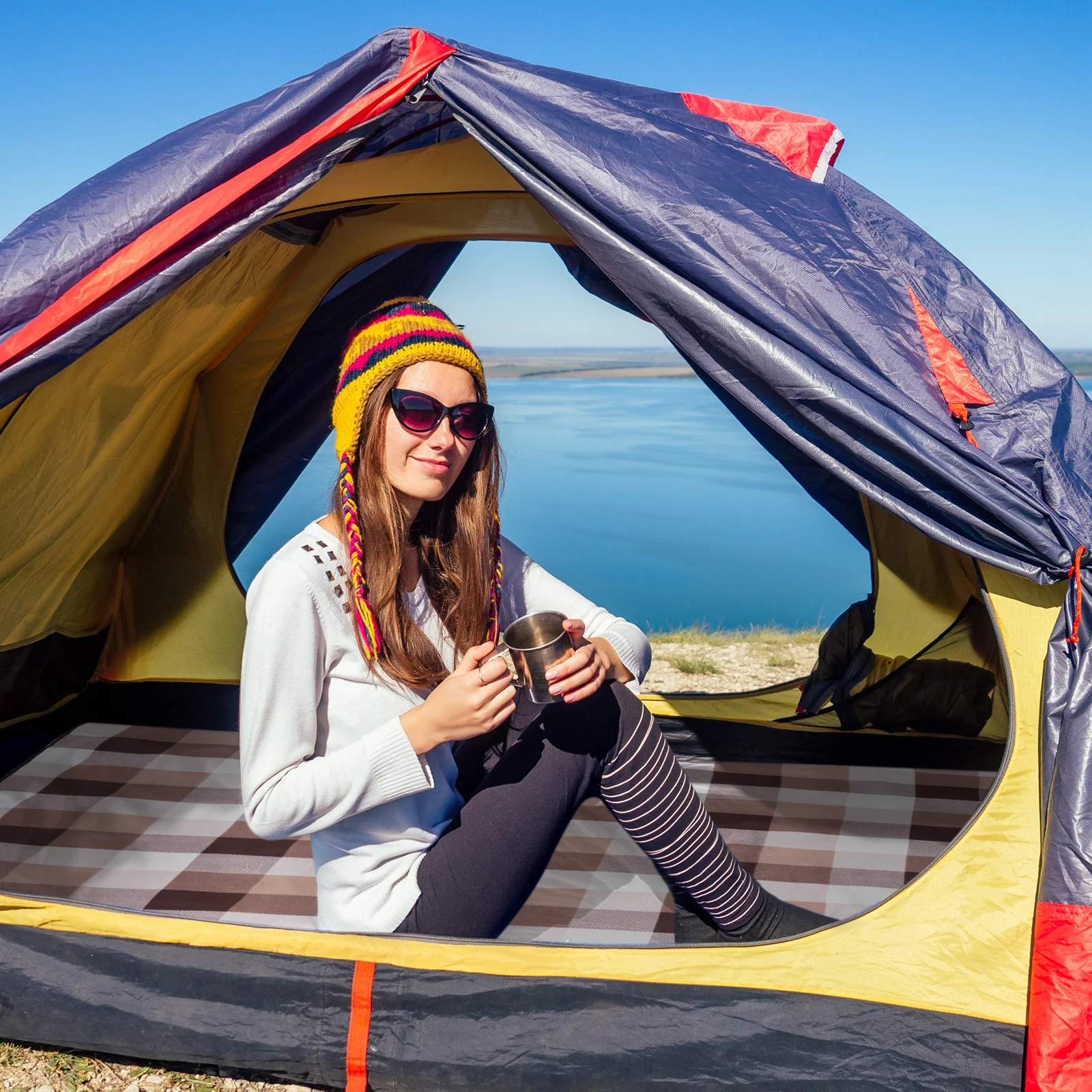 

Picnic Mat Bright Color Durable Beach Blanket Outdoor Cushion Storage Bag Picnic Blanket Outdoor Cushion