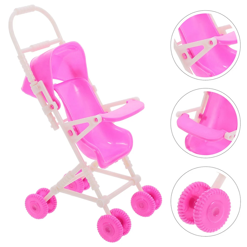 4 Pcs Stroller Girl Toy Baby Toddler Play Dollhouse Decor for Dolls Foldable Umbrella Toys