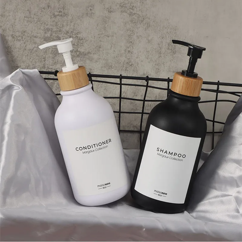 طبق الصابون زجاجة مع الخشب مضخة الصابون السائل موزع اليد الصابون غسول الحاويات إعادة الملء الجرار للمطبخ الحمام 500/300 مللي