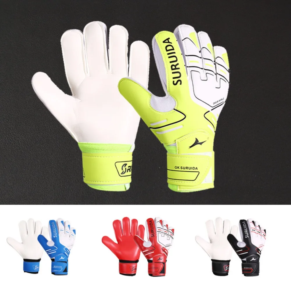 1 Pair Anti Slip Goalkeeper Gloves Size 5-10 Latex Kids Football Goalie Gloves Professional Wear Resistant