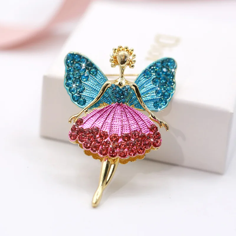 Versión coreana de creativo lindo aleación diamante Ángel chica broche pin mujer suéter chaqueta con accesorios venta directa de fábrica