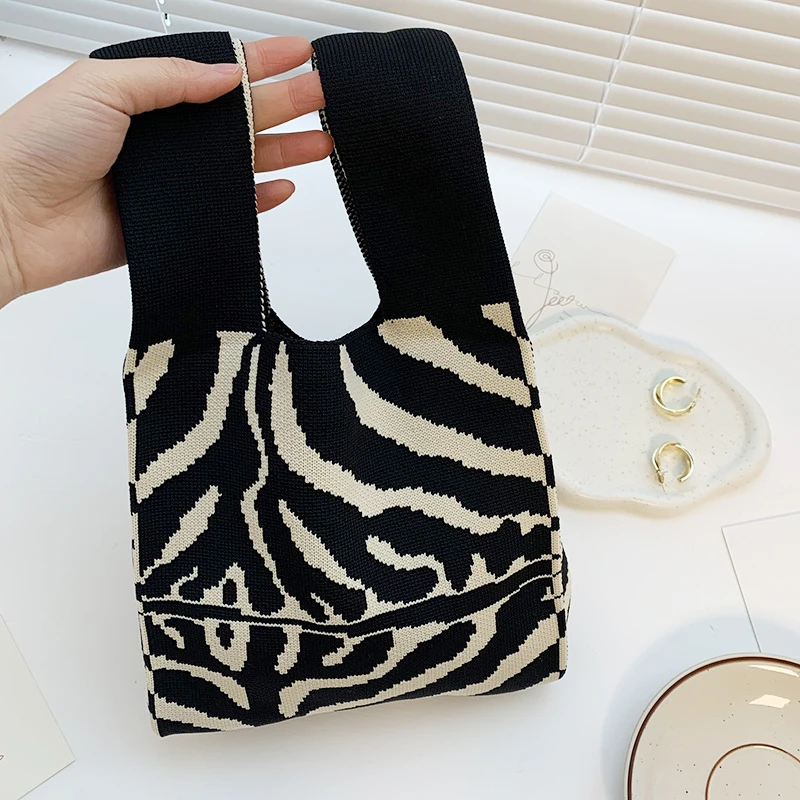 Braided Handbag Animal Print Women\'s Handbags Trend 2023 Designer Leopard Print Tote Bagutte Straw Small Crochet Vintage Bag