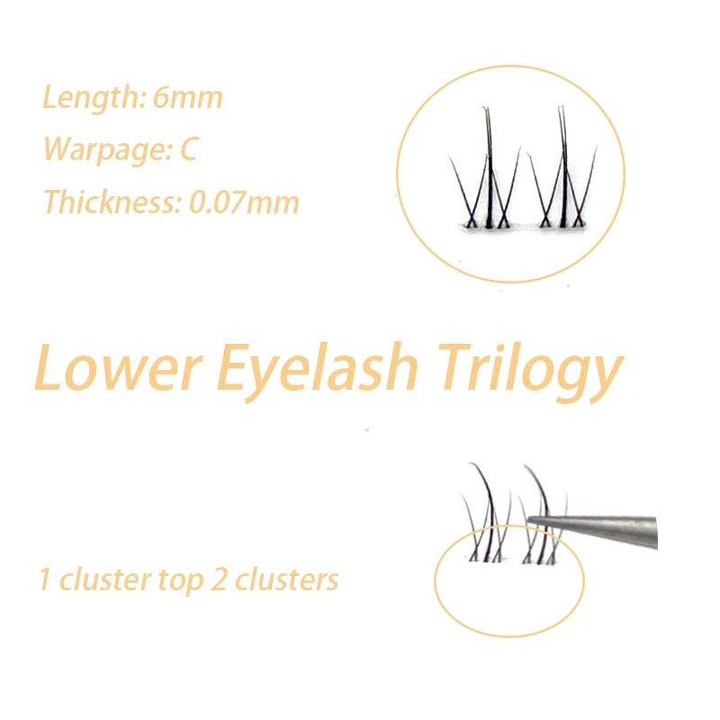 Individual Lashes 3 rows V-Shaped Lower Eyelashes Natural Lower Under Eyelash Easy Grafting Makeup Extension Tools