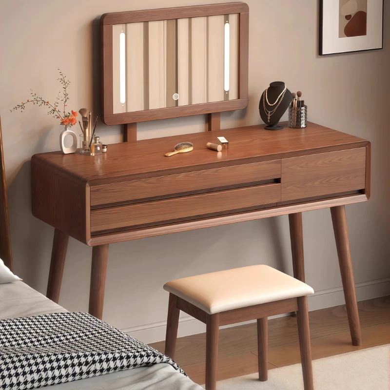 

Wood Organizer Dressing Table Storage Chair Mirror Bedroom Dressing Table Women Jewelry Mesa De Maquillaje Postmodern Furniture