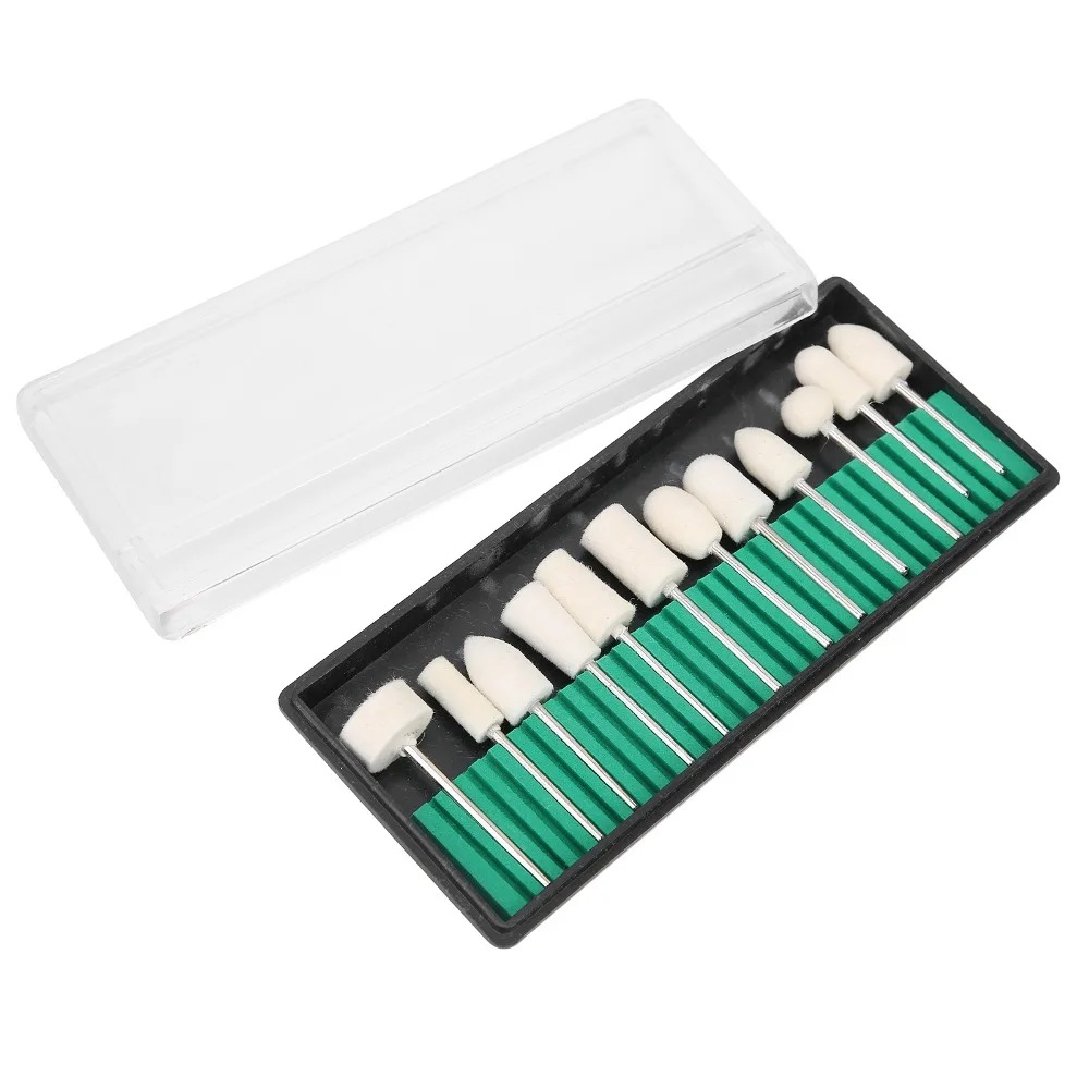 12pcs Premium Wool Felt Wool Felt Nail Polishing Head White Nail Drill Buffing Bit Jewelry Polishing Felt Head