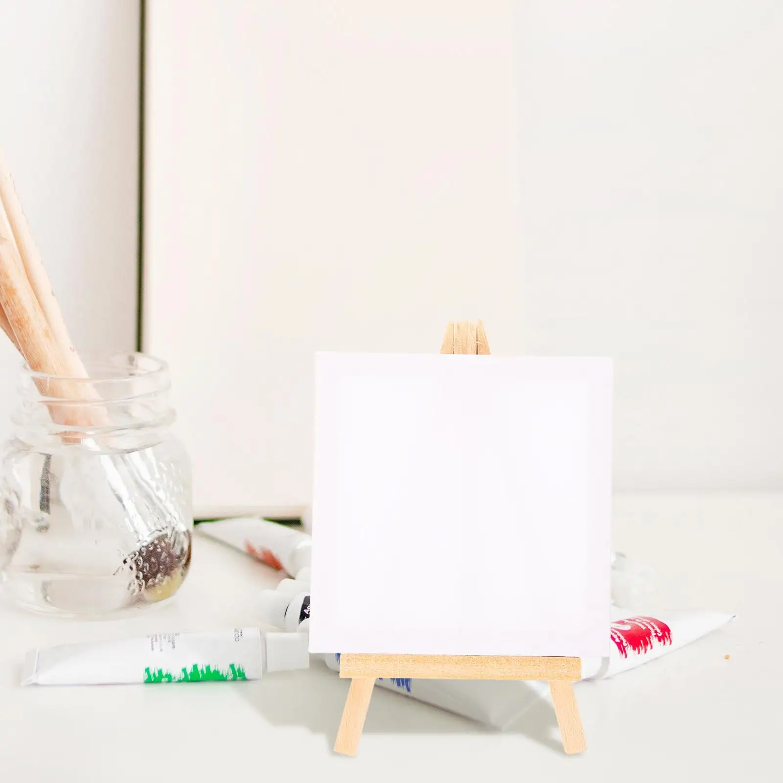 1 Juego de Mini caballete de lienzo, lienzos estirados, soporte triangular multifunción Diy, herramientas de pintura, paneles, suministros de arte estables