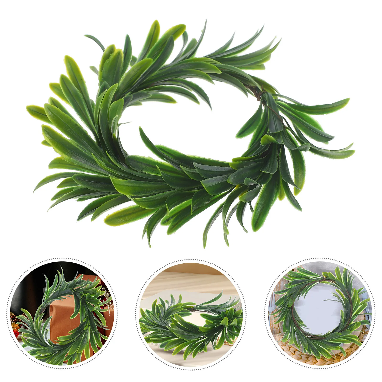 

Greenery Wreath Artificial Leaf Ring for Pillar Candles Elegant Wedding Party Decor Reusable Festive Home Decoration