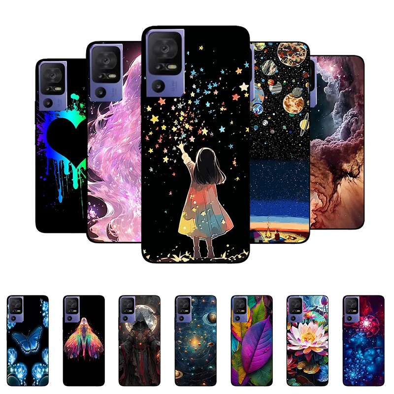 Case For TCL 40 SE Cover TCL 40 SE T610K Case Silicone Soft Fashion Girl Flower Back Cover for TCL 40SE TCL40SE Phone Case
