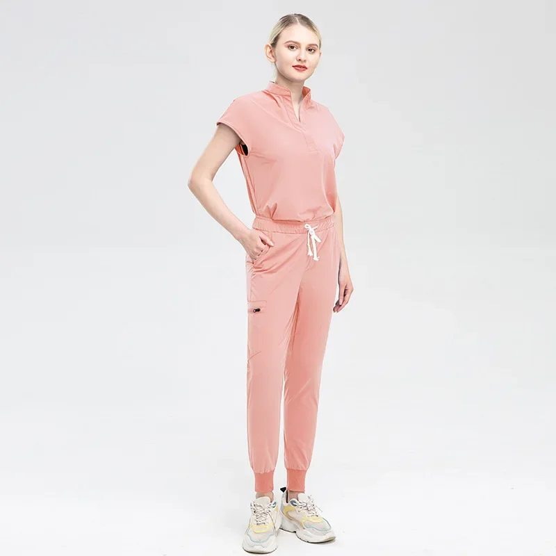 Women Medical Uniforms Scrubs Set Hospital Surgical Gowns Short Sleeve Tops Pant Nursing Accessories Doctors Clothes Work Wear