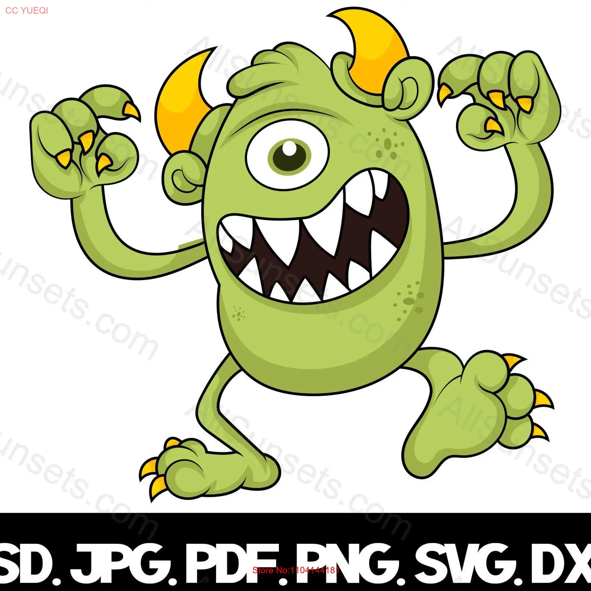 Monster Halloween svg png pdf psd jpg dxf File Types Cute Spooky Scary Green One Eyed T Shirtth Commercial Use Print on