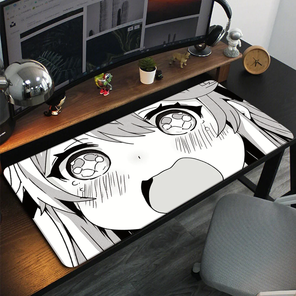 Comic Girl Expression Mouse Pad Large Computer Office Game Table Mats XXL Rubber Anti-slip Gaming Keyboard Mat Long PC Desk Pads