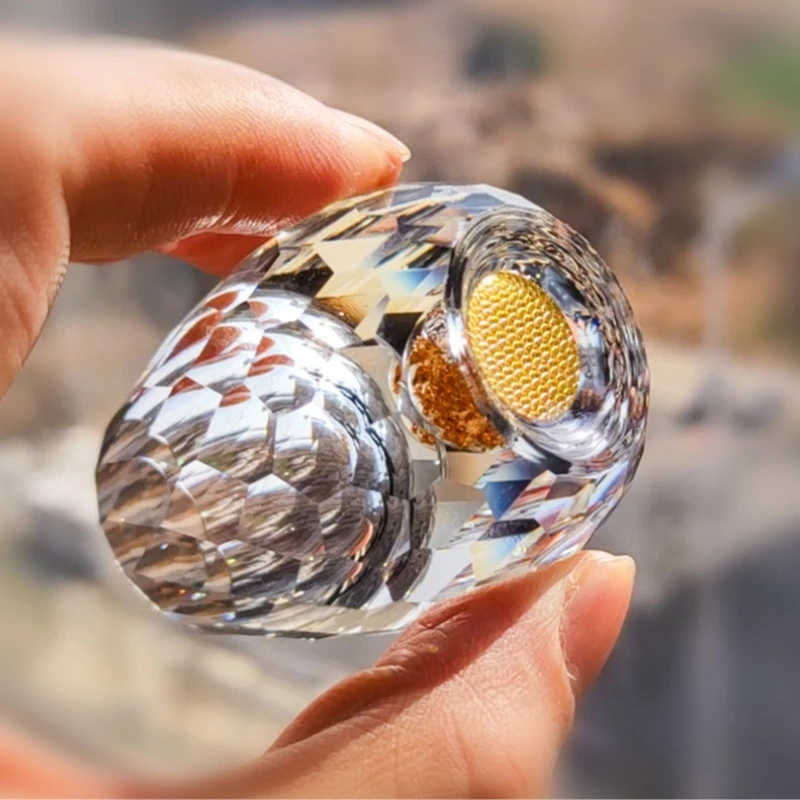 2/6 قطعة من زجاج الجبل الذهبي الكريستالي الفاخر، نظارات رائعة مصنوعة يدويًا للويسكي والفودكا وديكور بار المنزل