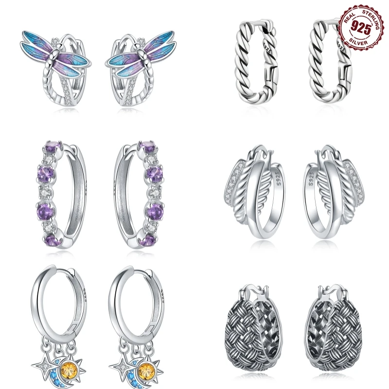 Ohrringe aus 925er-Sterlingsilber, einfache Sterne, Mond, Insekt, Sternenlicht-Ohrringe für Frauen, Hochzeit, Verlobung, Charm-Ohrringe, Schmuck, Geschenk