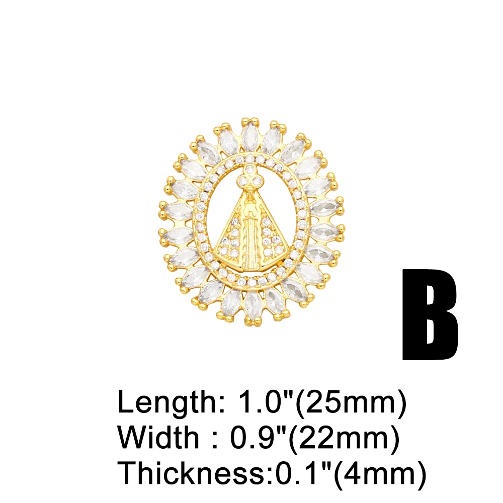 Clearance Trendy Crystal Virgin Mary Pendant for Necklace Copper Gold Plated Religions Jewelry Making Supplies Wholesale pdta961