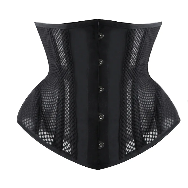 

Steel Boned Waist Trainer Underbust Corset Busiter Breathable Mesh Torso Women Sexy Lingerie Slimming Belt Waist Cincher Lace Up