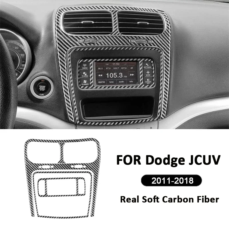 

Carbon Fiber Car Central Console Air Outlet Vent Radio Navigation Panel Frame Decoration Sticker For Dodge JCUV 2011-2018