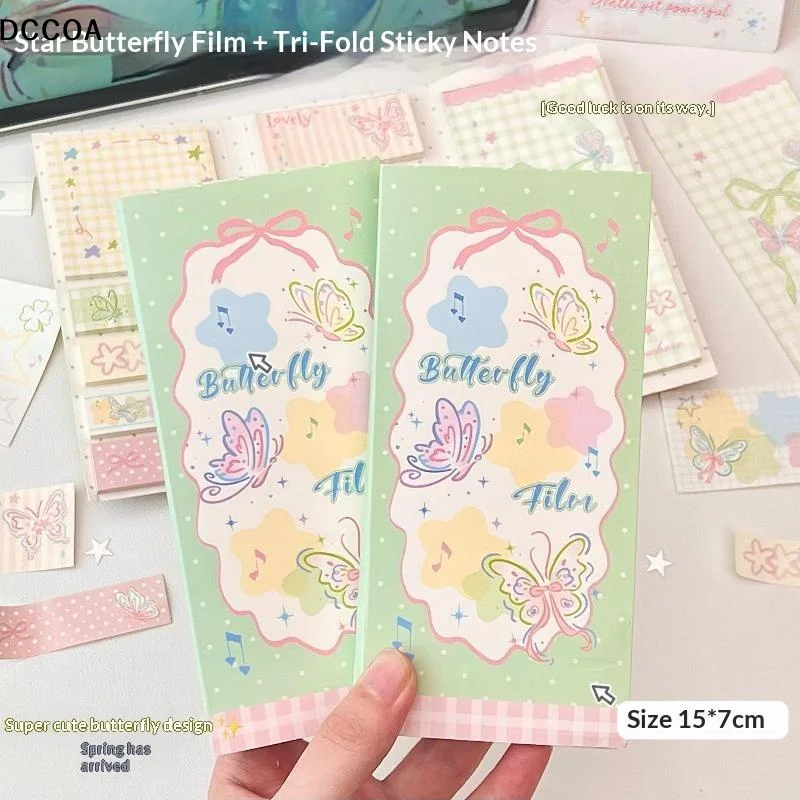 Cute Butterfly Star Three Fold Sticky Notes 9 Styles Self‑Adhesive Memo Pad Note Paper For School Office Stationery Supplies