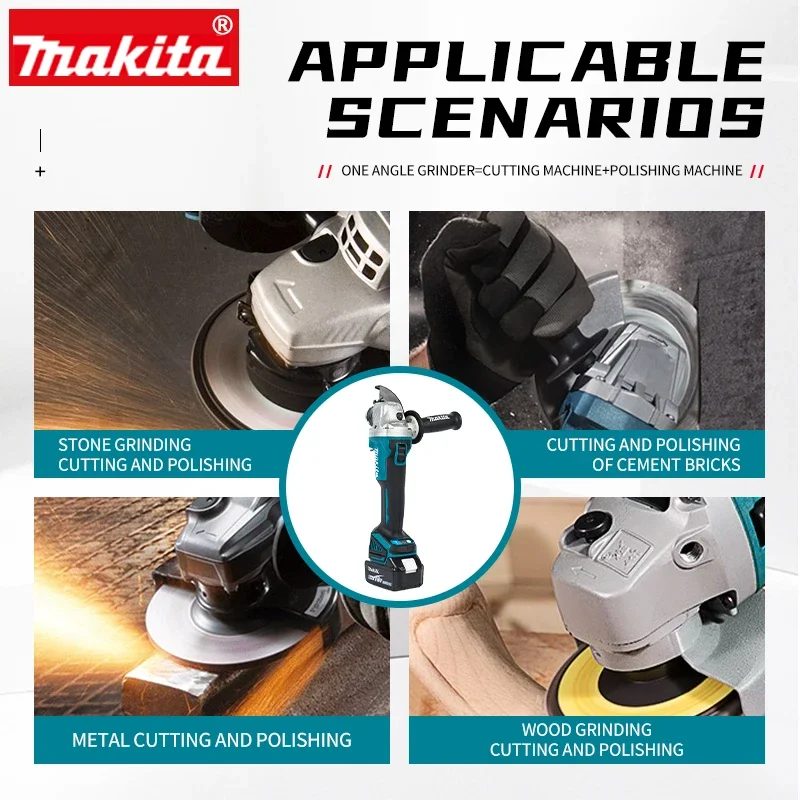 Makita DGA404 18V 125mm Brushless Lithium Electric Angle Grinder Rechargeable Cutting Machine High Power Polishing Machine