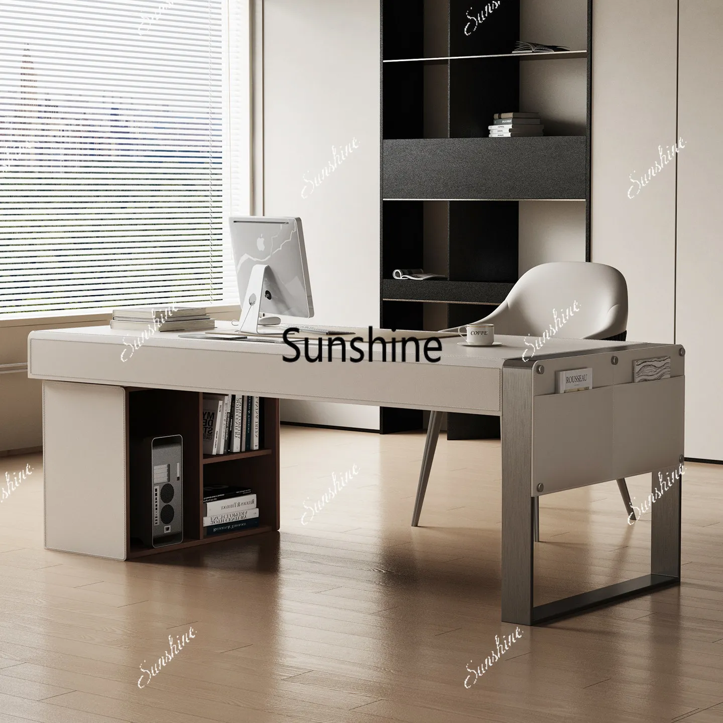

Italian minimalist desk, high-end sense of home study, bedroom, solid wood office