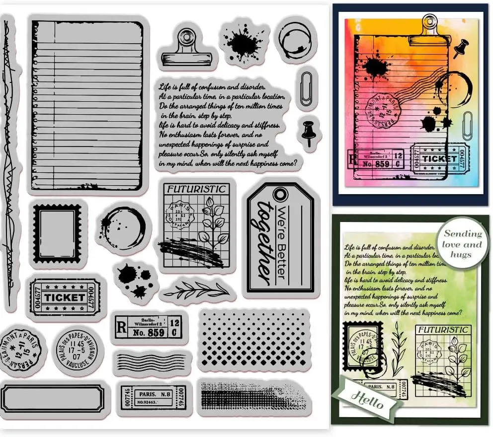 フォトアルバムの装飾用の透明なシリコンゴムスタンプ、はがきの背景、スクラップブッキング用のクリアスタンプ、新しい、2024、1030