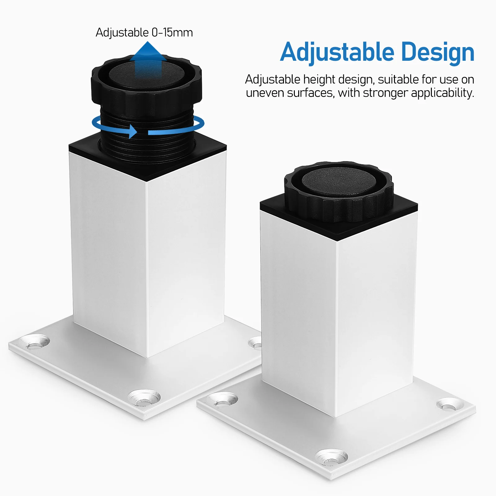 

4Pcs Heavy Duty Leveling Feet Adjustable Furniture Levelers Aluminum Square Feet for Sofa End Table Closet Modern Style Screw-in