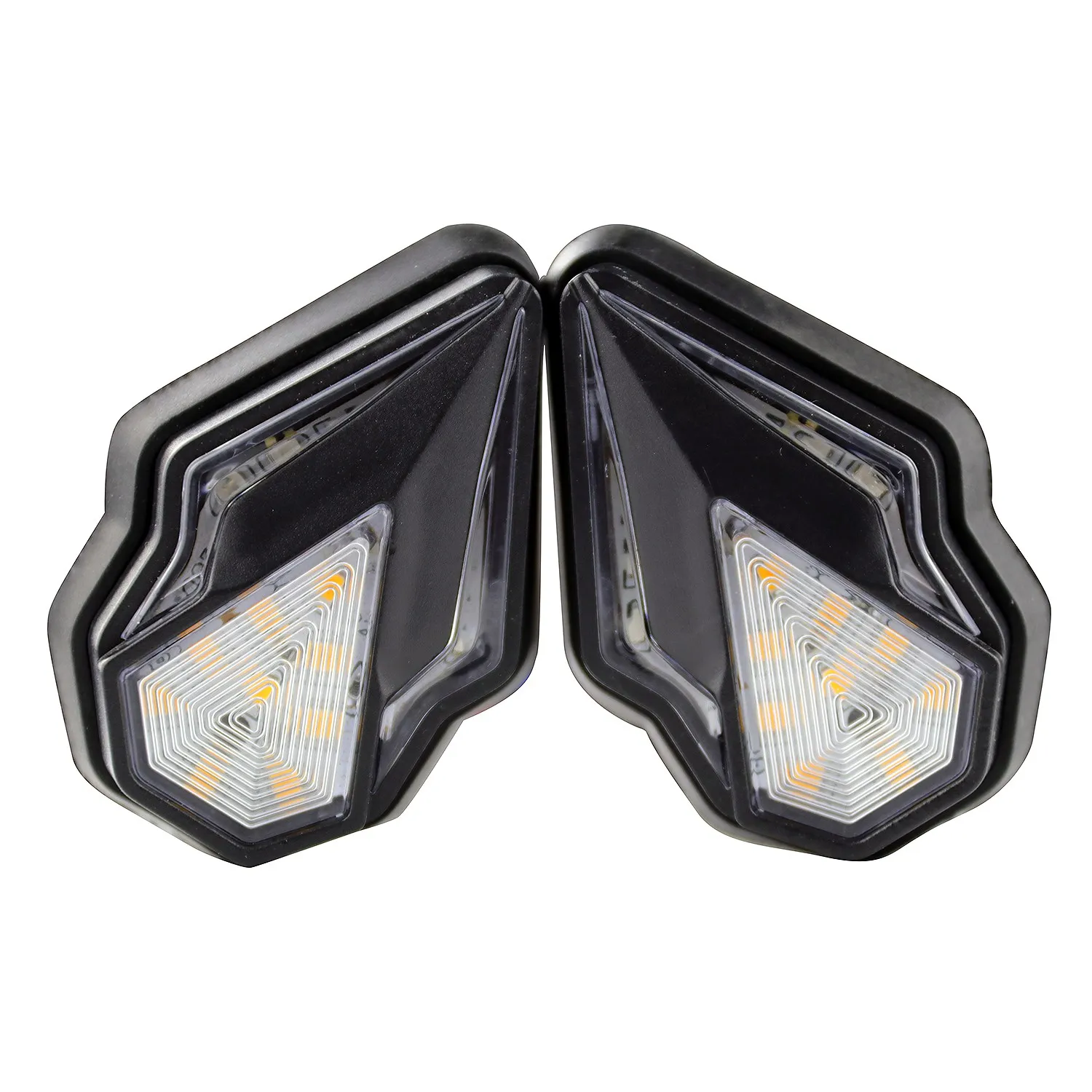 2Pcs Modified Universal Motorcycle Turn Signal Diamond-Shaped Dual-Light LED Corner Light Semaphore(Yellow +