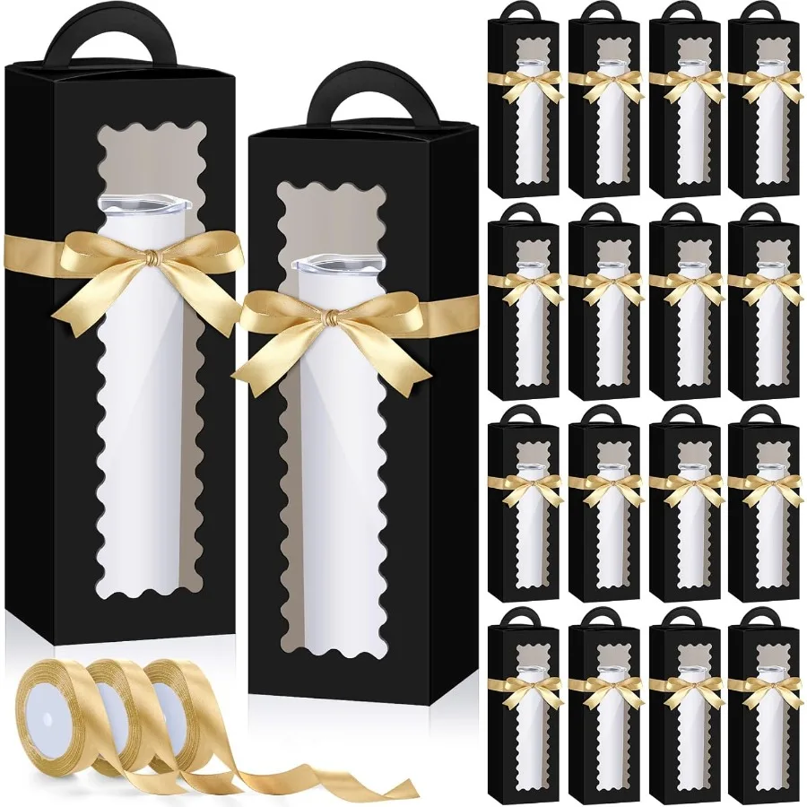 

100 Pcs Tumler Gift oxes ulk wit Rions Window andle for 12oz 16oz 20oz 30oz Clear Wine Glass Jar Gift ox Cristmas Packaging Pre
