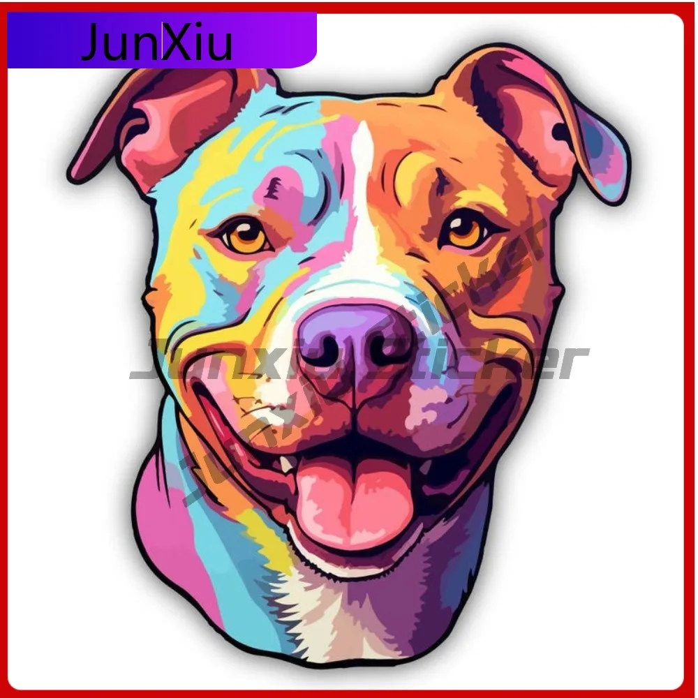 

American Pitbull Color Art Shaped Vinyl Matte Sticker Cut To Shape Waterproof Scratch-proof Exterior Custom Decals Motorcycle