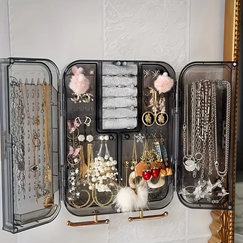 

Premium Jewelry Organizer, Large Capacity Wall-mounted Box, Multi-functional Earring Necklace Accessory Display Rack, Decor, R