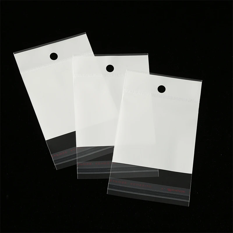 TETP 100Pcs One Face Clear Bag With Hang Hole Opp Plastic Self Adhesive Bag Hairpin Accessorie Jewelry Display Packaging Storage