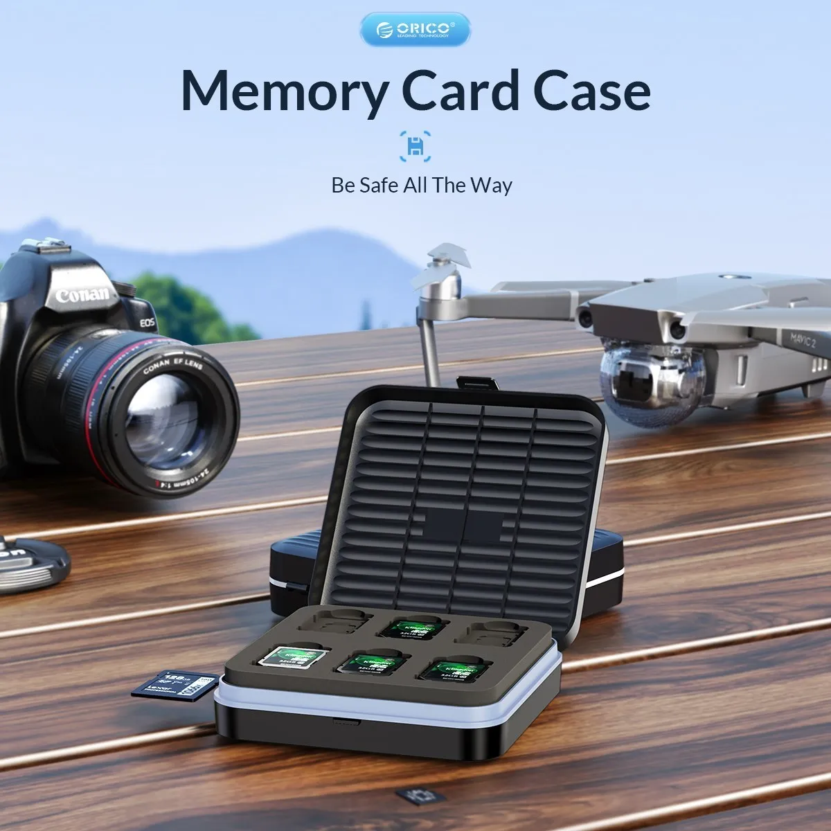 ORICO Micro SD Card Holder Case Soft Foam Interior SD Card Case Memory Card Storage Box for SSD/CF/SD Card Holder Organizer