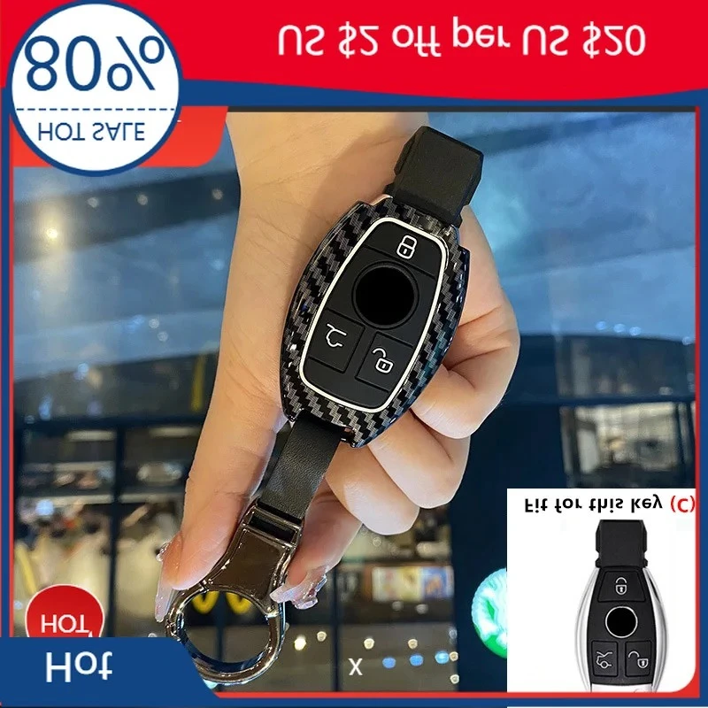 

Для MERCEDES-BENZ 2026, горячая автомобильная наклейка из АБС-пластика, чехол для ключа автомобиля из углеродного волокна, чехол для Mercedes Benz A B C E Class GLS GLA GLK GLC