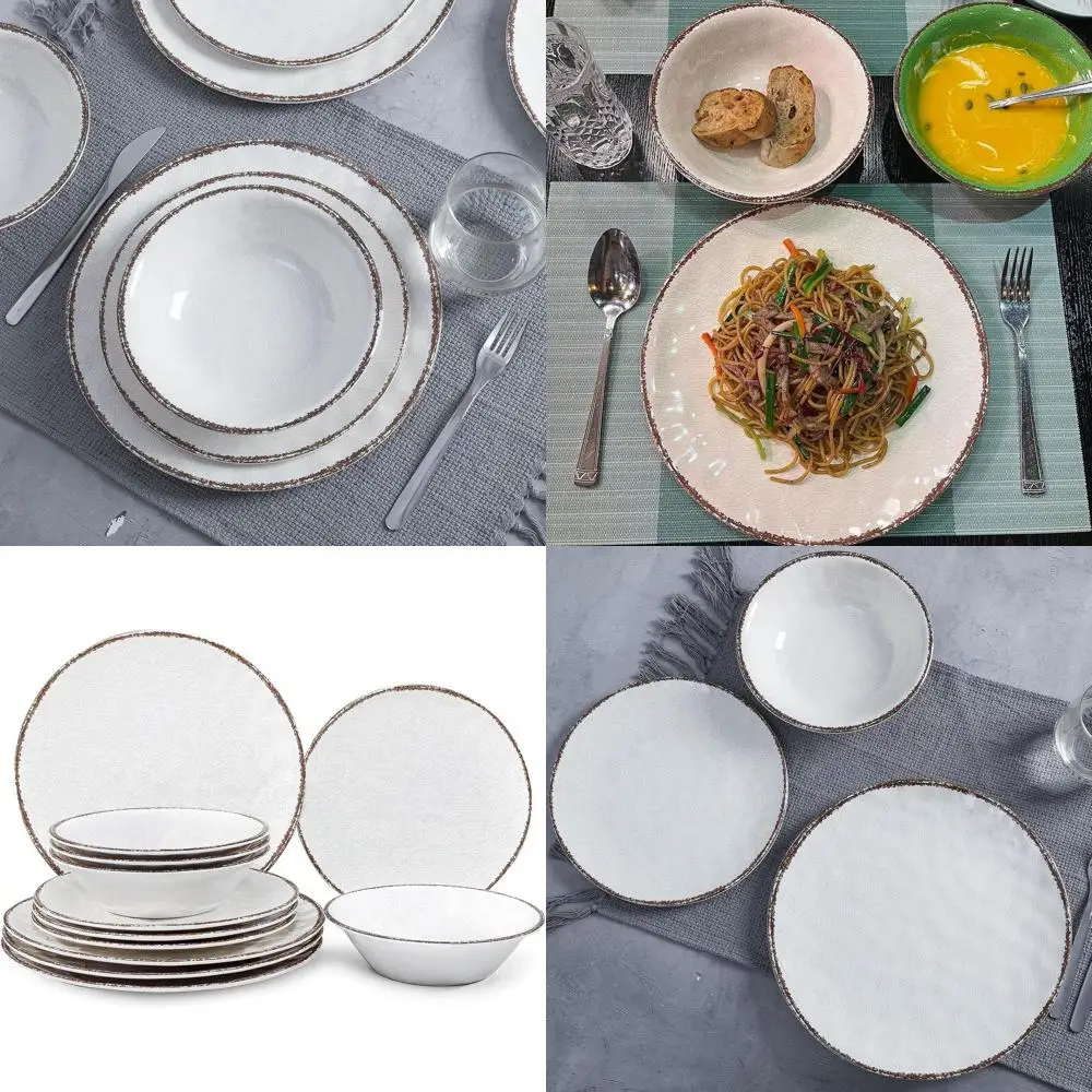 

Набор столовой посуды из белой меламина в деревенском стиле на 4 человека, подходит для автофургонов и кемпинга, можно мыть в посудомоечной машине