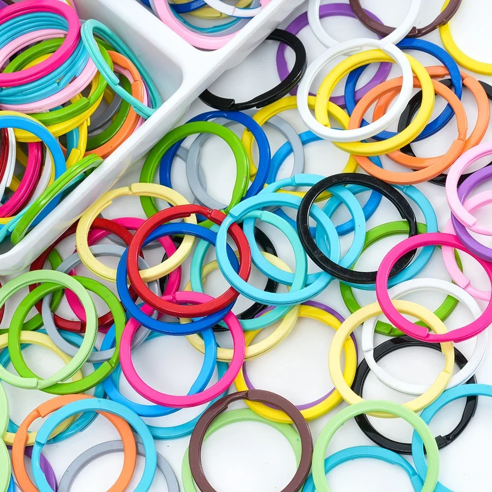 5pcs 30mm Colorful Key Ring Key Chain Round Flat Round Split Keychain Split Rings Metal Blank Circle For DIY Findings