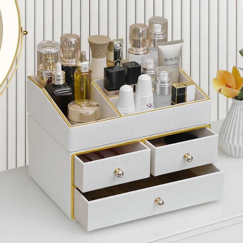 

Cosmetics Storage Box Desktop Dustproof Household Skincare Shelves Advanced Jewelry Storage Box