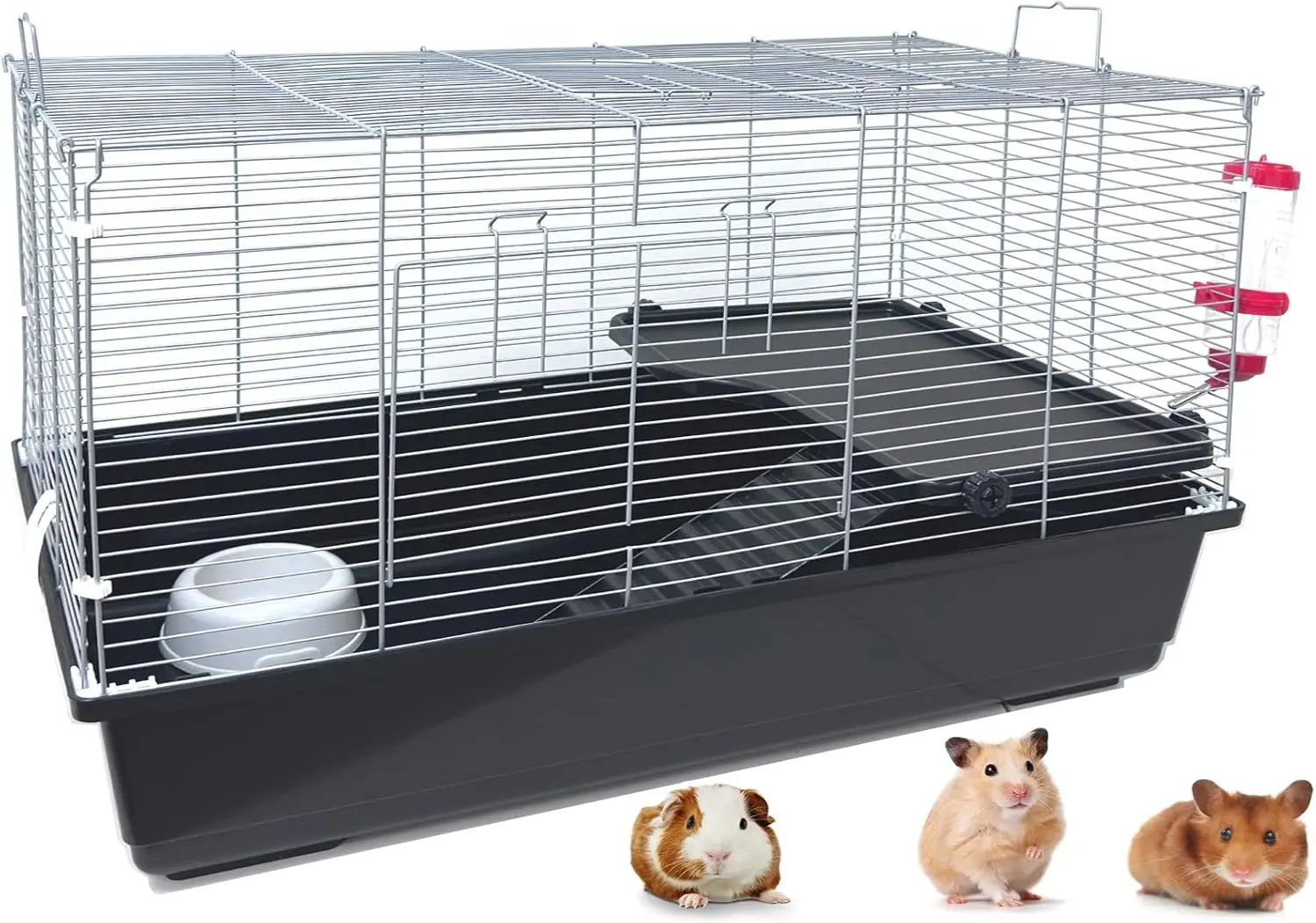 

My First Home Large Two-Level Universal Habitat Narrow 3/8-inch Bar Spacing for Exotics Pet Guinea Pig Hedgehog Hamster Gerbil R
